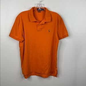 Polo Ralph Lauren Men's M Medium Orange Pima Soft Touch 100% Cotton Polo Shirt
